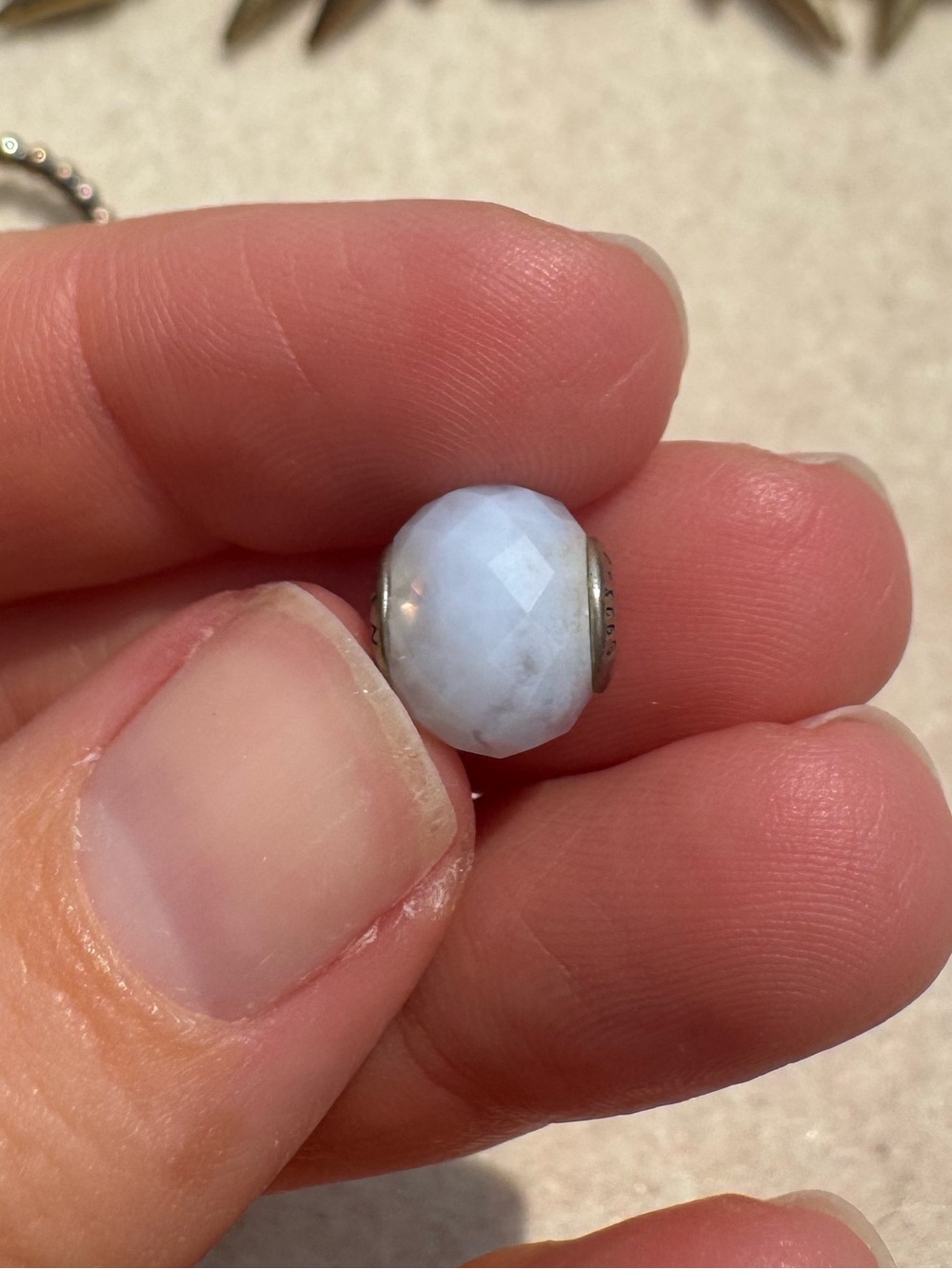 Pandora Faceted Pale Blue-White Glass Charm Bead